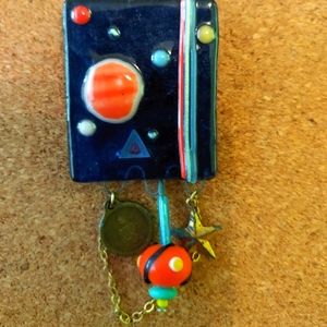 Lampworked OOAK Brooch,Solar System